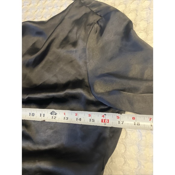 New NWT - Zara Black Satin Blouse - Cropped Open Back Tie Long Sleeve - Size S - Picture 6 of 6